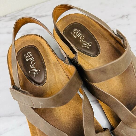 Euro Soft By Sofft Tan Leather Strappy Sandals Women’s Size 7 - Picture 10 of 11